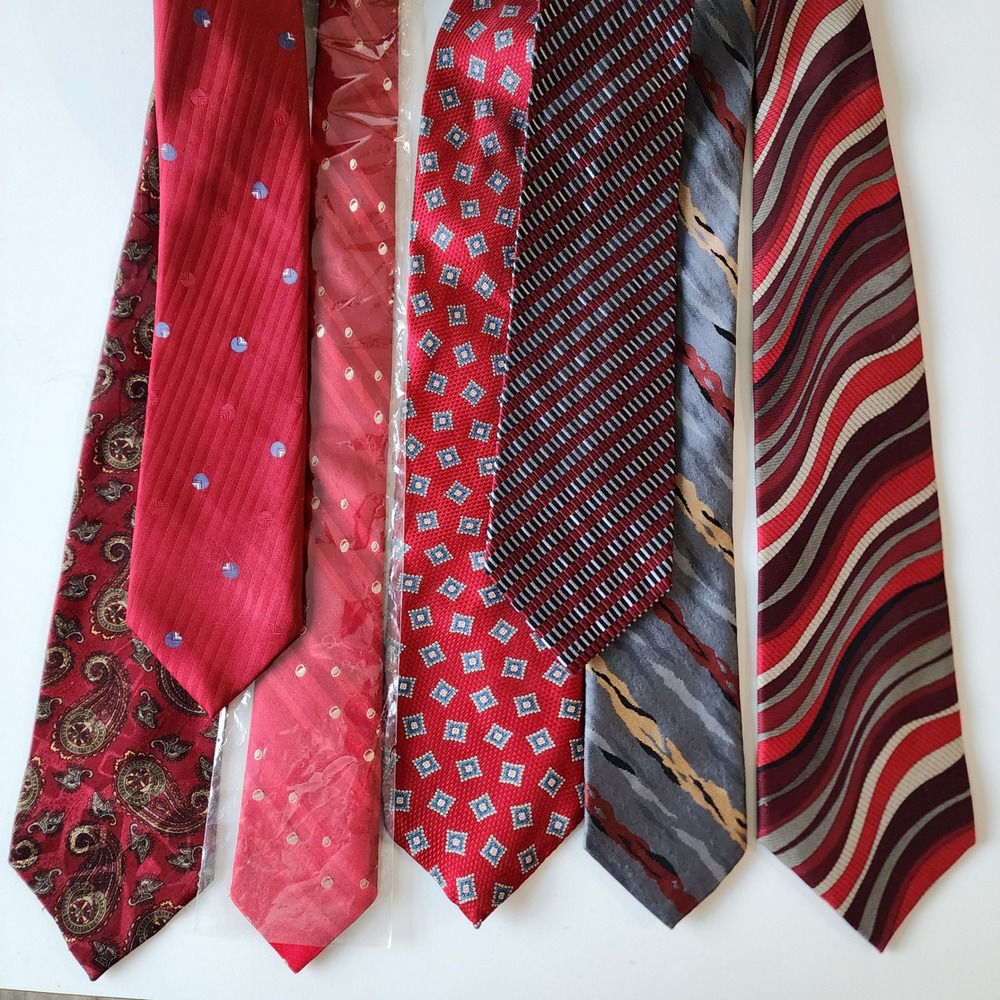 Red Necktie Lot Patterned Silk Polyester Holidays Christmas Office Work Party